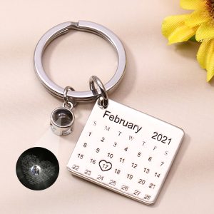 UnusualStandout #634 Personalized Photo Projection Calendar Keychain