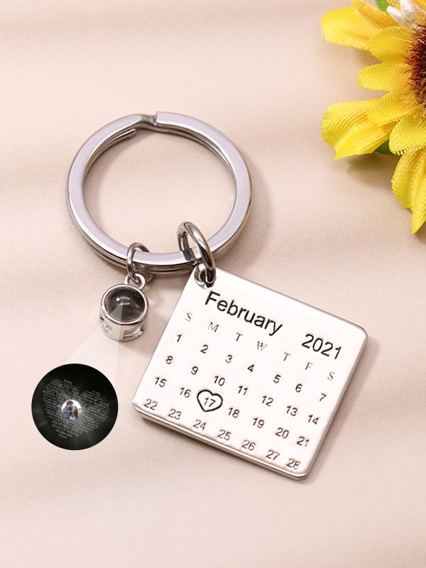 UnusualStandout #634 Personalized Photo Projection Calendar Keychain