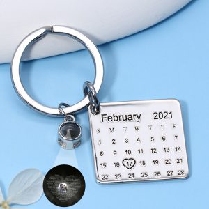 UnusualStandout #634 Personalized Photo Projection Calendar Keychain