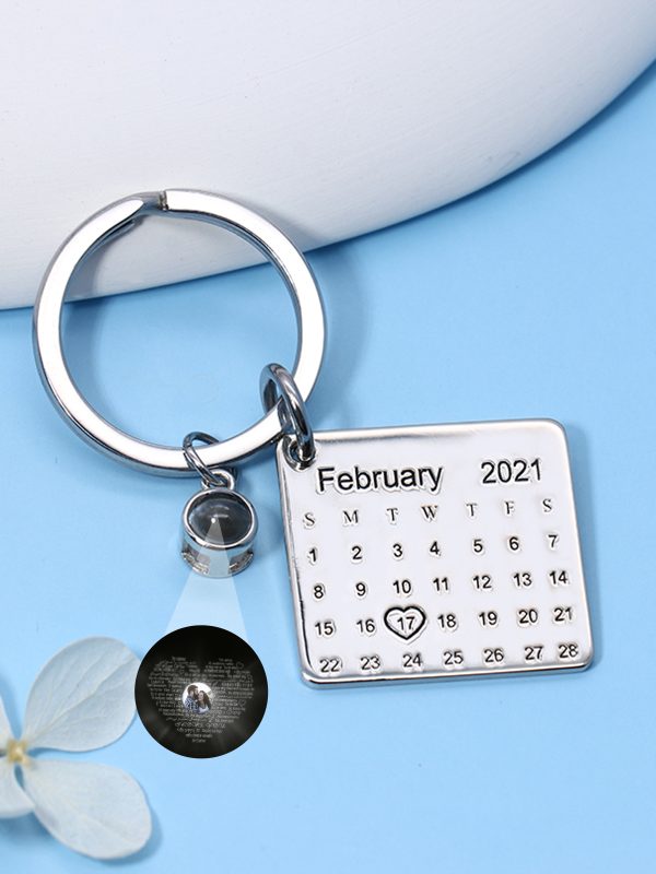 UnusualStandout #634 Personalized Photo Projection Calendar Keychain