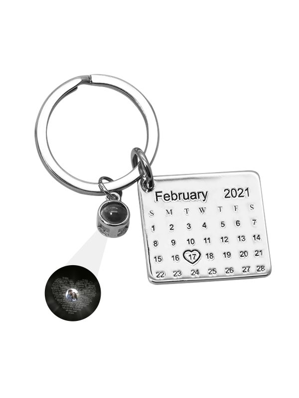 UnusualStandout #634 Personalized Photo Projection Calendar Keychain