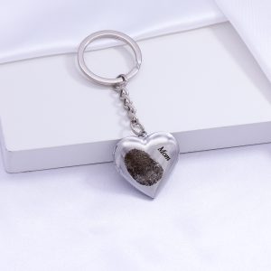 UnusualStandout #640 Personalized Heart Locket Keychain with Fingerprint