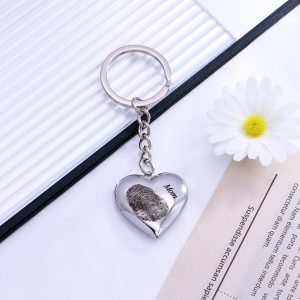 UnusualStandout #640 Personalized Heart Locket Keychain with Fingerprint