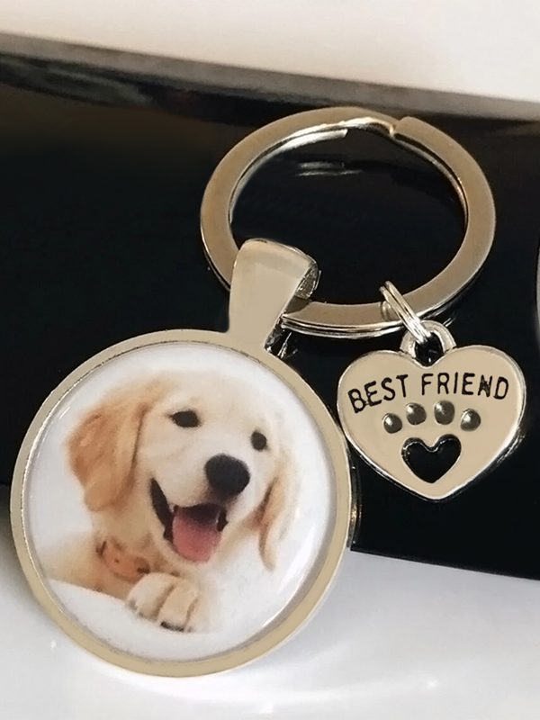 UnusualStandout #642 Personalized Photo Paw Print Keychain