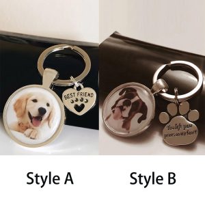 UnusualStandout #642 Personalized Photo Paw Print Keychain