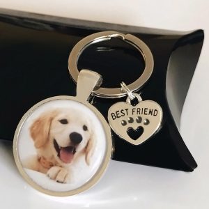 UnusualStandout #642 Personalized Photo Paw Print Keychain