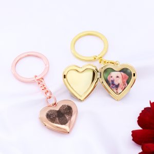 UnusualStandout #645 Personalized Fingerprint Photo Locket Keychain