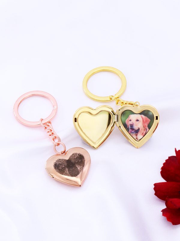 UnusualStandout #645 Personalized Fingerprint Photo Locket Keychain