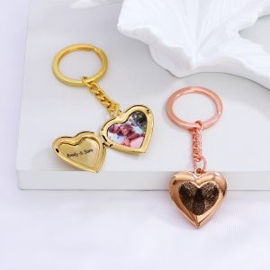 UnusualStandout #645 Personalized Fingerprint Photo Locket Keychain