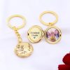 UnusualStandout #647 Personalized Birth Flower Disc Photo Locket Keychain