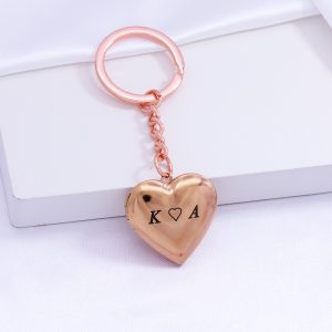 UnusualStandout #648 Personalized Engraved Heart Photo Locket Keychain