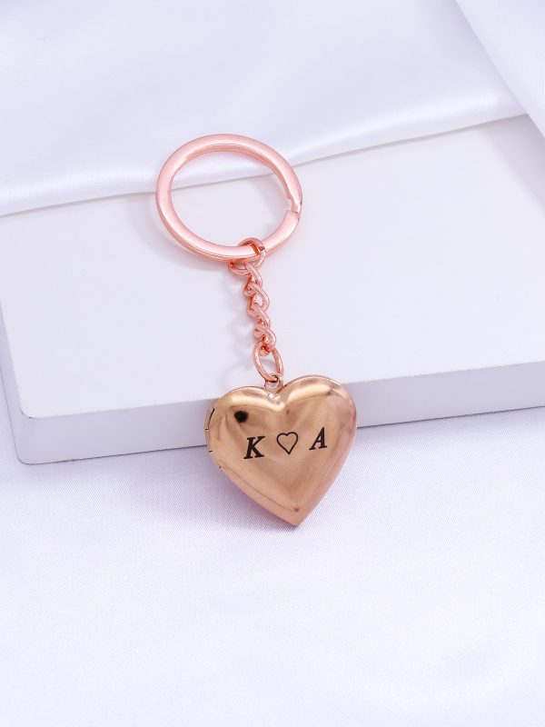 UnusualStandout #648 Personalized Engraved Heart Photo Locket Keychain