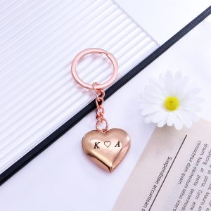 UnusualStandout #648 Personalized Engraved Heart Photo Locket Keychain