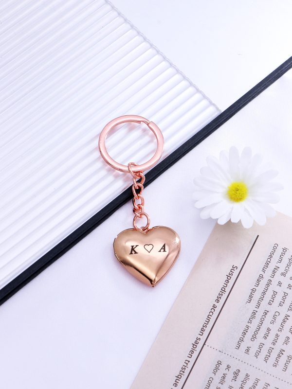 UnusualStandout #648 Personalized Engraved Heart Photo Locket Keychain