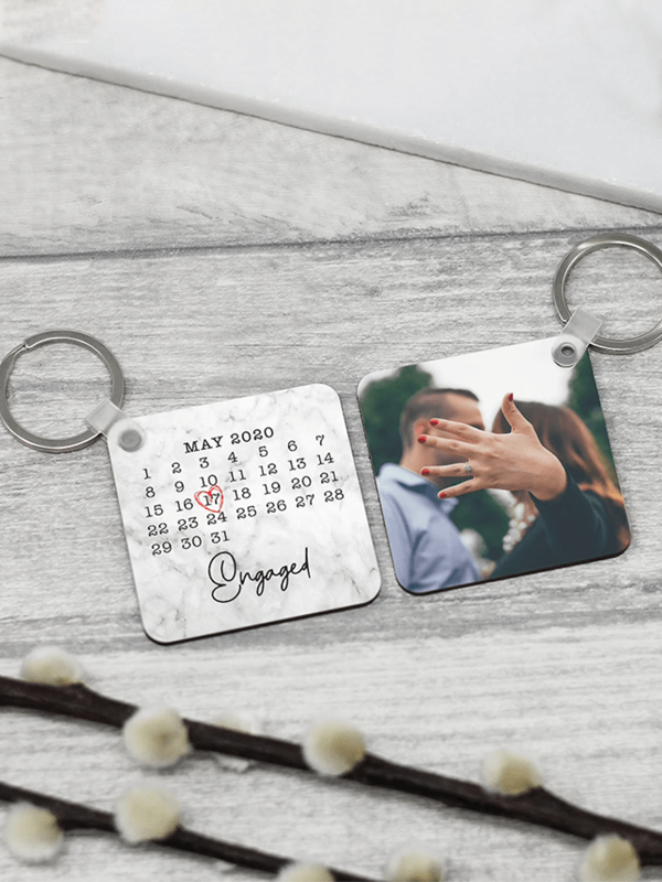 UnusualStandout #650 Personalized Calendar And Photo Double-sided Key Ring