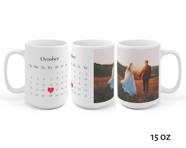 UnusualStandout #652 Personalized Anniversary Mug With Your Photo And Calendar