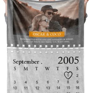 UnusualStandout #658 Personalized Calendar Photo Blanket Blanket