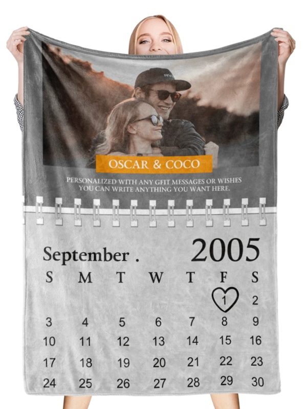 UnusualStandout #658 Personalized Calendar Photo Blanket Blanket