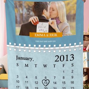 UnusualStandout #658 Personalized Calendar Photo Blanket Blanket