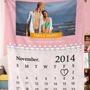 UnusualStandout #658 Personalized Calendar Photo Blanket Blanket