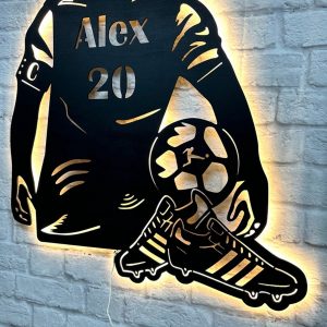 UnusualStandout #661 Personalized Football Player Metal Sign Light