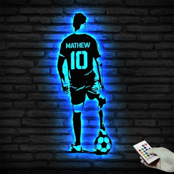 UnusualStandout #669 Personalized Football Metal Wall Art with LED Lights