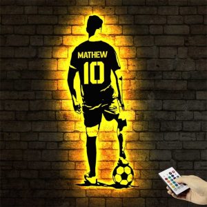 UnusualStandout #669 Personalized Football Metal Wall Art with LED Lights