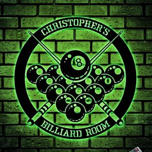 UnusualStandout #681 Personalized Billiards Room Metal Sign LED Lights