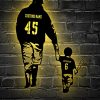 UnusualStandout #682 Personalized Father Son Baseball Metal Wall Art Led Light