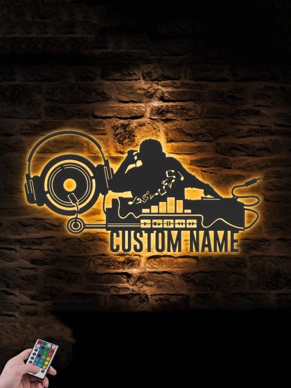 UnusualStandout #685 Personalized Dj Record Music Metal Wall Art With Led Lights