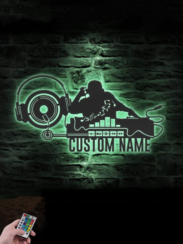 UnusualStandout #685 Personalized Dj Record Music Metal Wall Art With Led Lights