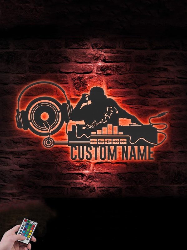 UnusualStandout #685 Personalized Dj Record Music Metal Wall Art With Led Lights