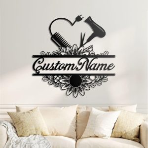 UnusualStandout #691 Personalized Hair Salon Metal Wall Art LED Lights