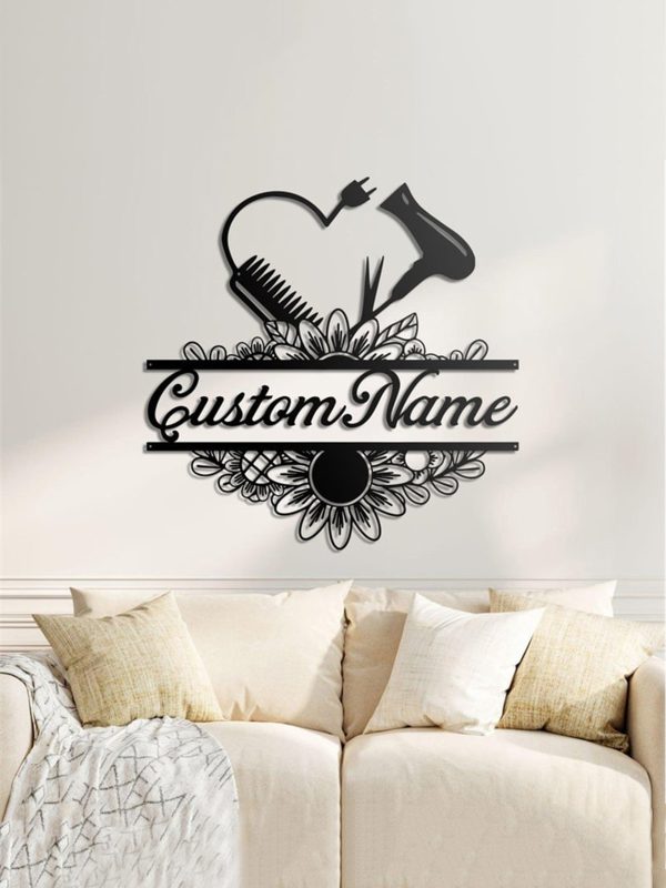 UnusualStandout #691 Personalized Hair Salon Metal Wall Art LED Lights