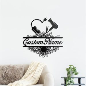 UnusualStandout #691 Personalized Hair Salon Metal Wall Art LED Lights