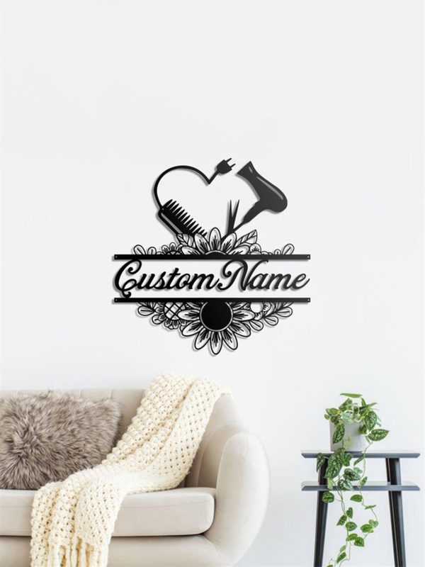 UnusualStandout #691 Personalized Hair Salon Metal Wall Art LED Lights