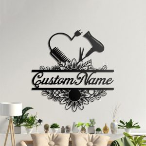 UnusualStandout #691 Personalized Hair Salon Metal Wall Art LED Lights