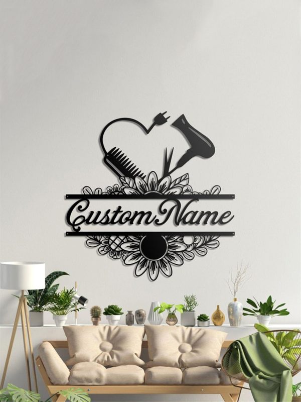 UnusualStandout #691 Personalized Hair Salon Metal Wall Art LED Lights