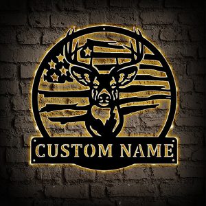 UnusualStandout #694 Personalized Deer Metal Sign With Led Light