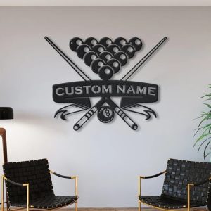 UnusualStandout #707 Personalized LED Light Up Billiards Player Name Metal Wall Art