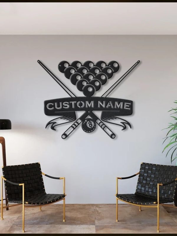 UnusualStandout #707 Personalized LED Light Up Billiards Player Name Metal Wall Art