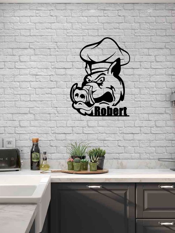 UnusualStandout #708 Personalized Boar Chef Metal Sign