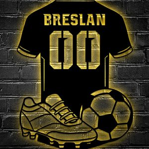 UnusualStandout #714 Personalized Soccer Player Metal Wall Art Led Light