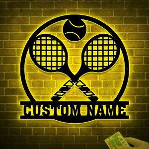 UnusualStandout #717 Personalized Tennis Metal Wall Art with LED Lights