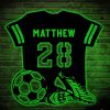 UnusualStandout #719 Personalized Football Player Jersey Wall Art with LED Lights