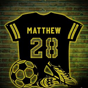 UnusualStandout #719 Personalized Football Player Jersey Wall Art with LED Lights