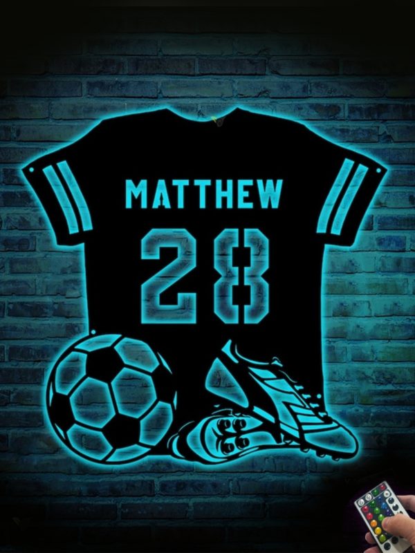 UnusualStandout #719 Personalized Football Player Jersey Wall Art with LED Lights