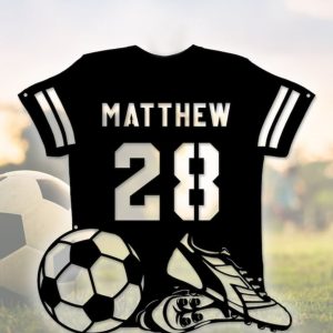 UnusualStandout #719 Personalized Football Player Jersey Wall Art with LED Lights