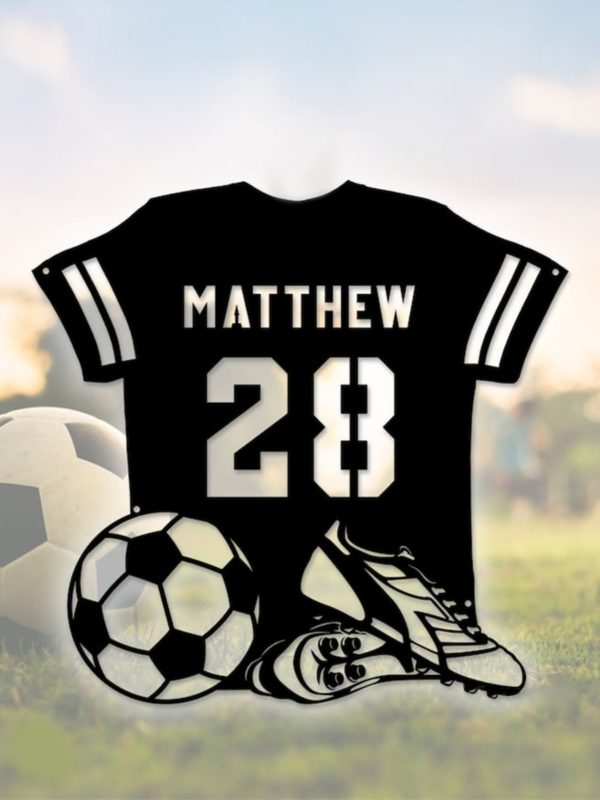 UnusualStandout #719 Personalized Football Player Jersey Wall Art with LED Lights