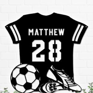 UnusualStandout #719 Personalized Football Player Jersey Wall Art with LED Lights